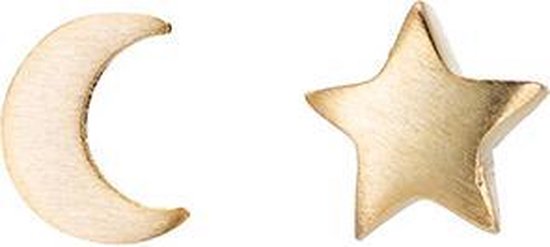 Collection de bijoux 24/7 Boucles d'oreilles étoile et lune - Clips d'oreilles' oreilles - Brossé - Minimaliste - Or
