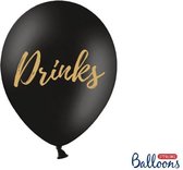 Partydeco - Ballonnen zwart Drinks goud 50 stuks