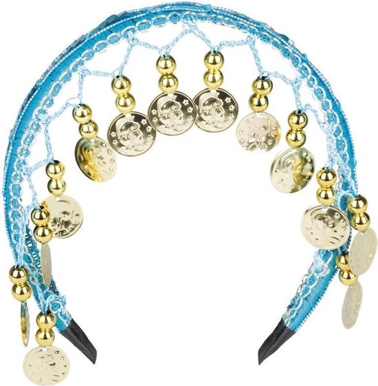 Buikdanseres hoofdband/diadeem turquoise blauw dames verkleedacc - Merkloos