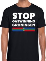 Groningen protest t-shirt STOP gaswinning Groningen zwart voor h 2XL