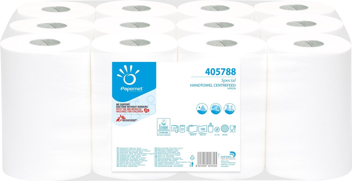 Papernet 405788 papieren handdoek 189 vel Cellulose Wit 689,9 m