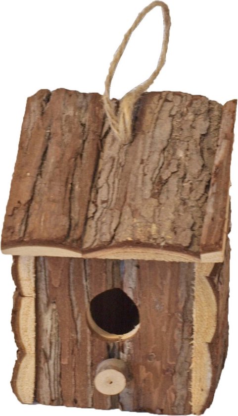 Broedhuis natural vierkant met schuindak ophangbaar 16 cm
