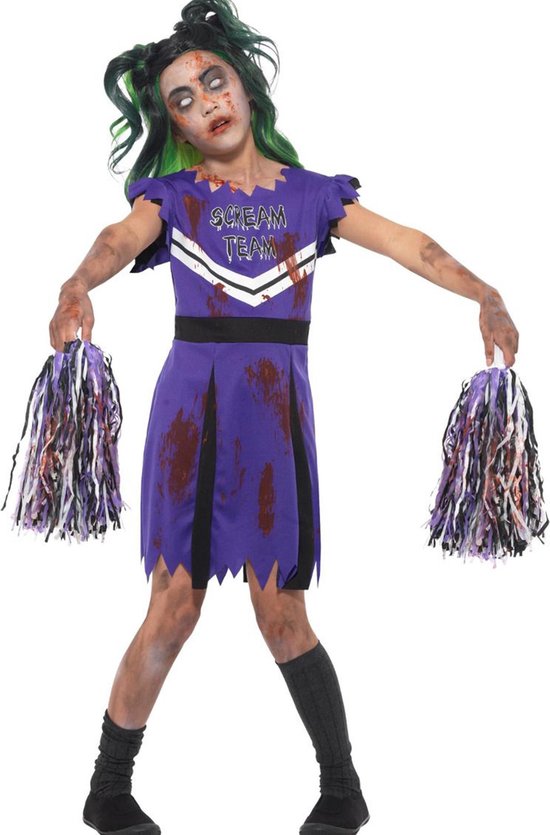 Paarse zombie cheerleader outfit voor meisjes - Verkleedkleding