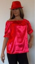 Dames blouse glimmend rood in de maat 40/42