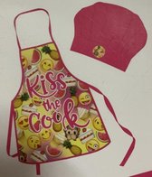 Kookset voor kinderen, keukenschort met koksmuts, emoticons, one size, Phonicons, smiley