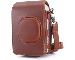 YONO Vintage Case geschikt voor Fujifilm Instax LiPlay - Leren Hoesje met Draagriem – Bruin