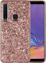 Luxe Glitter Backcover voor Samsung Galaxy A9 2019 - Bling Bling Hoesje - Roze - Hoogwaardig Hardcase - Glamour