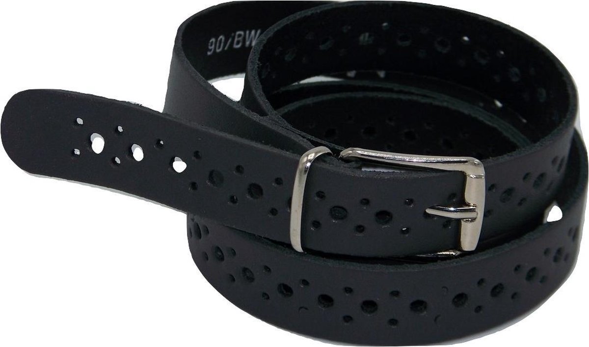 100% leer- 2 cm breed - Damesriem met gaatjes - Grijs - taillemaat 110 cm.