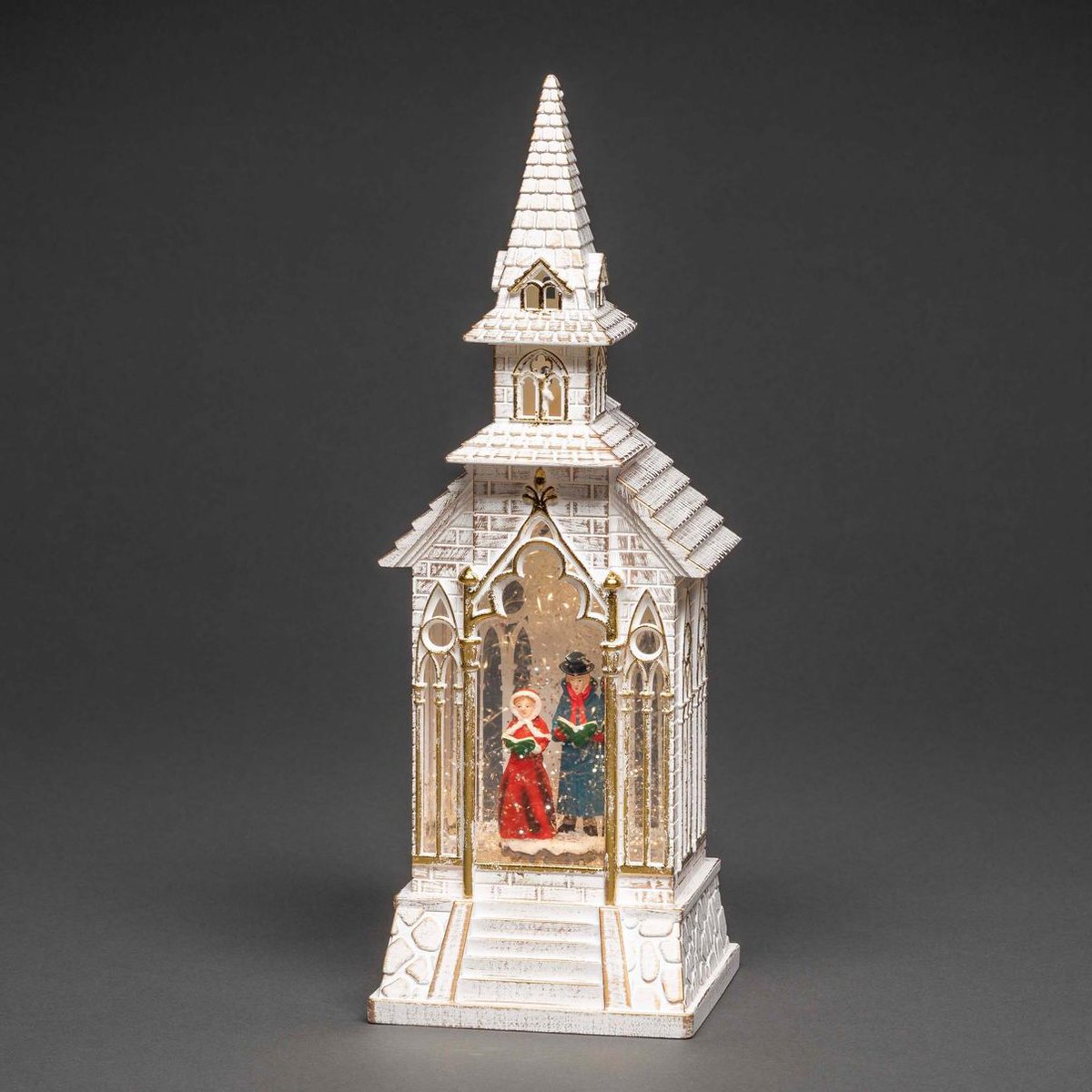Konstsmide Sweden ® 4366-200 - Kerstdecoratie- Premium Quality LED verlichte watergevulde kerk - kapel met sneeuweffect - 11.5x33cm - op batterij - 5u timer of permanent aan - voor binnen - warmwit – foto 5