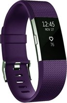 Fitbit Charge 2 siliconen bandje |Paars / Purple |Square patroon | Premium kwaliteit | Maat: M/L | TrendParts