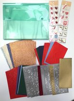 Groot Knutselpakket - Stickervellen, Enveloppen, Embellishment Sets, A5 Karton, Krokodil papier - Voor kaarten maken, Scrapbooking en heel veel andere creatieve doeleinden