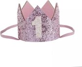 Verjaardagskroon 1 jaar,roze,kroon,1e jaar,eerste verjaardag