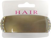 Haarspeld 9.5cm Effen met Steentjes - Olive