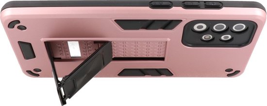 Coque pour Samsung Galaxy A72 5G - Coque rigide Tough Armor - Coque pour téléphone avec fonction de support - Coque arrière Bestcases - Rose