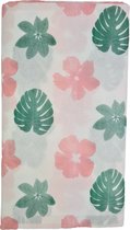 Tafelkleed LIDWINA bloemen en planten print - Groen / Roze - Papier - 180 x 130 cm