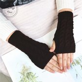 Vingerloze handschoen -Gebreide handschoen - Donkerbruin - Polswarmer - Handschoenen - Winter