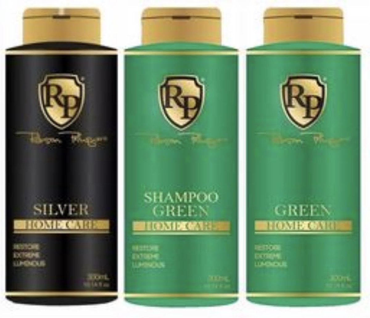 Robson Peluquero Kit 2x300ml Silver Shampoo & Haarmasker Original Brasil 300ml koele helderer Tinten ANTI-GEEL & Robson Peluquero Homecare KIT Green 2x300ml