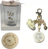 Sleutelhanger liefste Meter | beige | theelichtje | cadeau | meter | meter vragen | meter worden | de liefste ben jij