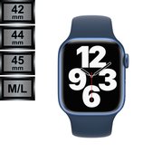 Compatible Apple Watch Bandje - Silicone Sportbandje - Apple iWatch Series 1/2/3/4/5/6/SE/7 - 42/44/45mm M/L - Abyss Blauw