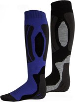 Rucanor skisokken 2 pack zwart-blauw-grijs maat 35/38