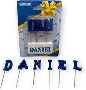 Namen Kaarsjes - Letter Kaars - Kaarsje Met Je Naam - DANIEL - Blauw - Verjaardag Kaarsje Naam DANIEL