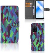 PU Cuir Premium Flip Case pour OPPO A16 | A16s Coque Résumé Vert Bleu