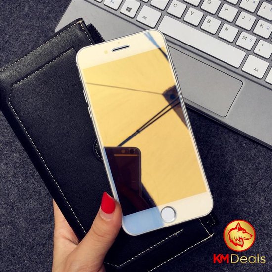 KM Deals - Mirror Screenprotector geschikt voor Apple iPhone 12/12 Pro - Goud -  Spiegel tempered glass