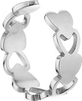 Yehwang- Ear cuff hartjes - Zilverkleurig,- Stainless steel - Oorklemmetje