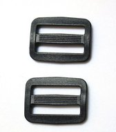 Bruggesp zwart 20 mm - 2 gespen voor 2 cm band - kunststof schuifgesp