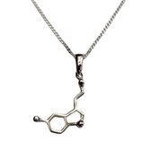 Marutti zilveren ketting met hanger serotonine  molecuul