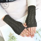 Vingerloze handschoen - Gebreide handschoen - Donkergrijs - Polswarmer - Handschoenen - Winter