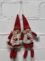 Kerstfiguren Vilt - Meisjes - Set van 2 stuks -26x15x2 cm-  Kerstdecoratie – Seizoens decoratie