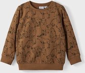 Name it Sweater bruin allover print dieren 122/128