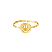 Roestvrijstalen Ring Originele Smiley - Yehwang - Ring - One size - Goud