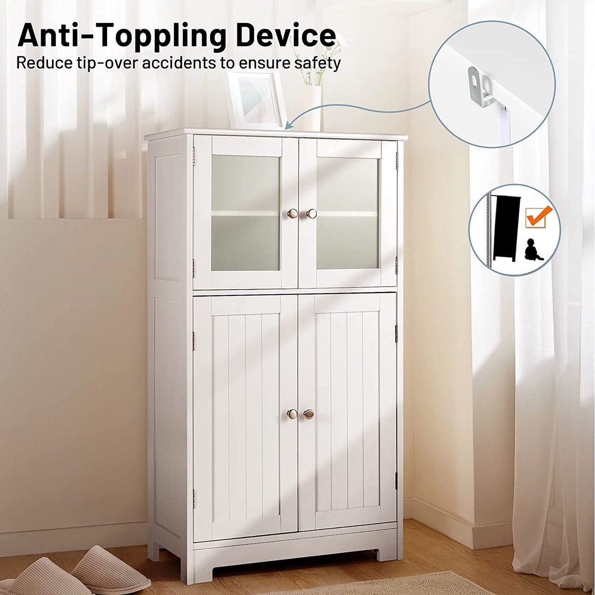 LIFEZEAL Standing Cabinet with 2 Doors and Adjustable
