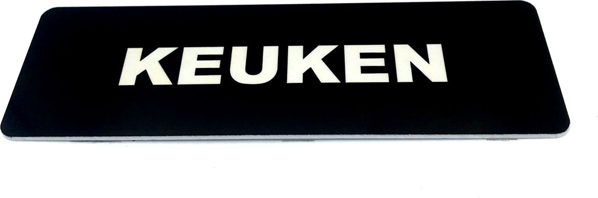 Deurbordje met tekst Keuken incl. 3M-tape plakstrip - Namengigant Deur Tekstbordje - Deur - incl. 3M-tape plakstrip - Bordje - Zwart Wit - 150 mm x 50 mm x 1,6 mm - 5 jaar Garantie