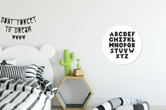 Illustration alphabet avec lettres décorées et noires Plaque murale en plastique - ⌀ 30 cm - peinture ronde - impression photo sur cercle mural en plastique (forex) / cercle vivant / (décoration murale)