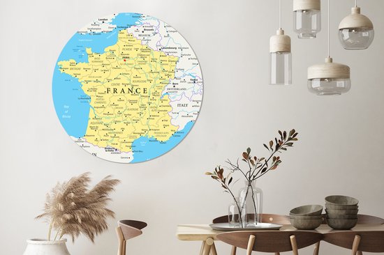 WallCircle - Tableau - Carte France - Multicolore - 150 X 150 Cm