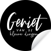 WallCircle - Muurstickers - Behangcirkel - Geniet van de kleine dingen - Quotes- Spreuken - 50x50 cm - Muurcirkel - Zelfklevend - Ronde Behangsticker