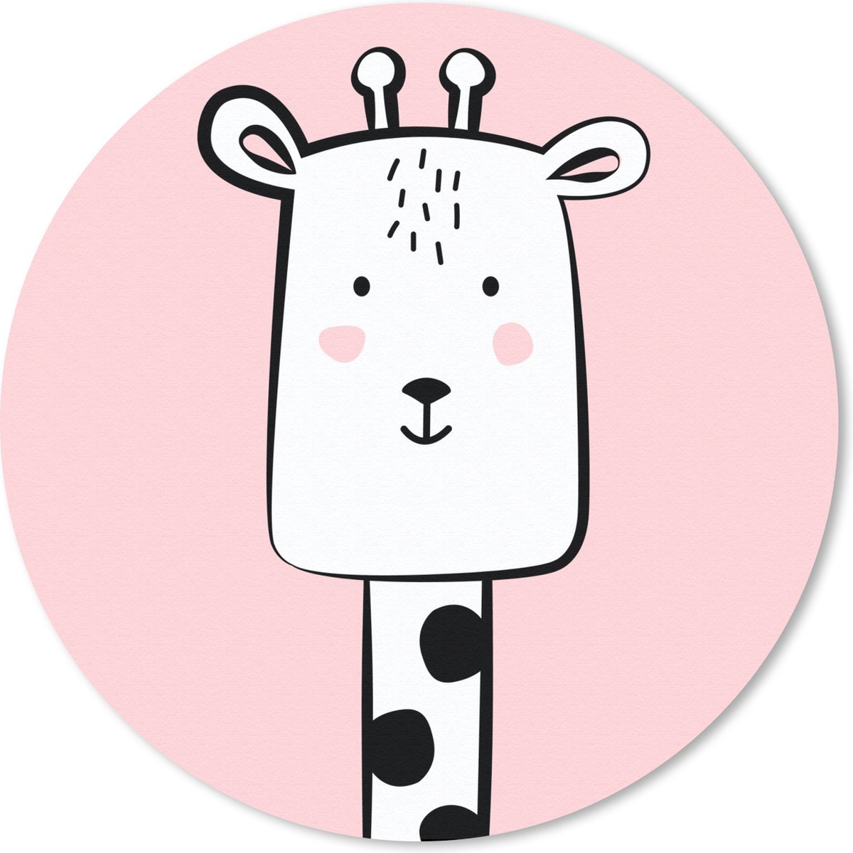 Muismat rond 40x40 cm - Mousepad Giraffe - Dieren - Roze - Ronde muismatten