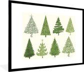 Illustration de Noël de différents arbres de Noël 80x60 cm