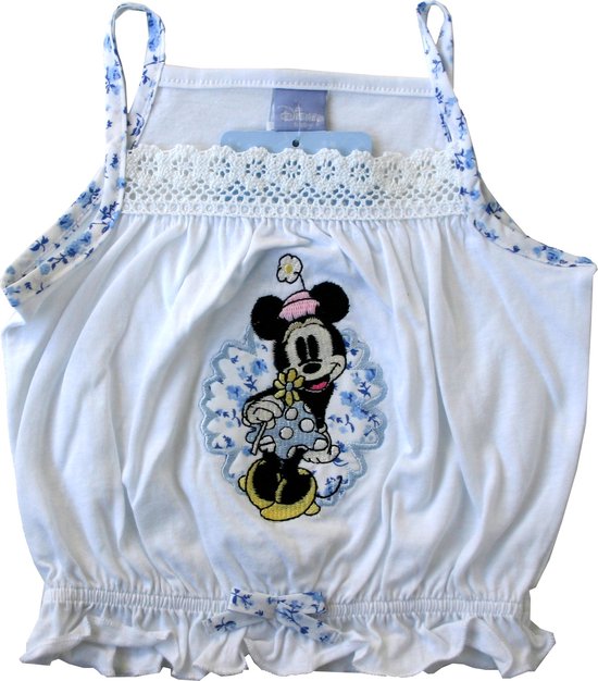 Disney Classics Minnie Mouse Meisjes Topje - Wit Blauw