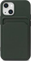 Hoesje Pasjeshouder geschikt voor iPhone 13 Mini Groen - Siliconen Case Back Cover