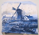 Heinen Delfts Blauw | Servetten | Landschap met molen | Delfts Blauw | Souvenir