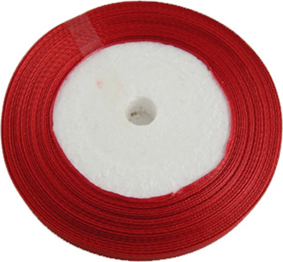 Foto: Rood smal satijn lint 6 mm breed rol circa 25 meter