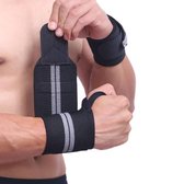 Fitness / Crossfit Polsband - Polsbandage Wrist Support Wraps - Pols Bandage Band - Bodybuilding Support - Gewichthef Straps - Krachttraining Lifting Workout Straps - Set Van 2 Stuks - Zwart/Grijs