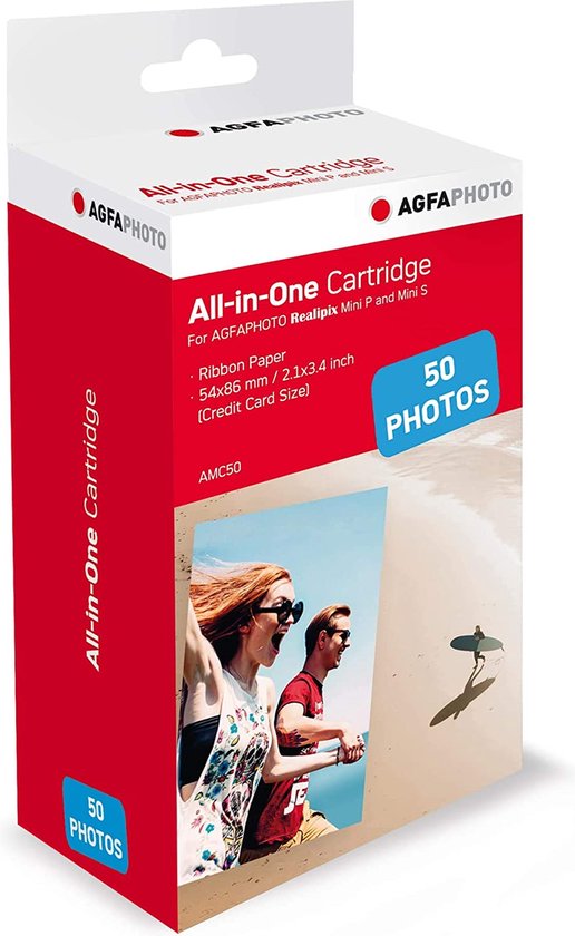 Foto: Agfaphoto amc50 cartridge en fotopapier voor fotoprinter