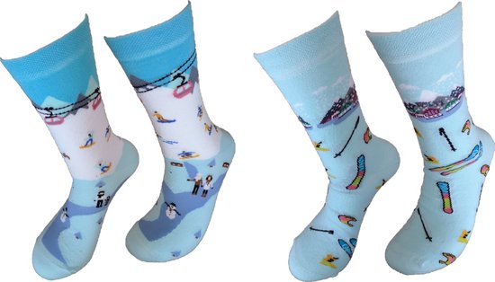 2 PAAR - Verjaardag cadeau - Grappige sokken - Kerst sokken - Mismatch Sokken - Leuke sokken - Vrolijke sokken - Luckyday Socks - Kerst Cadeau sokken - Socks waar je Happy van wordt - Maat 36-41