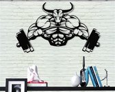 Bull Bodybuilding - Wanddecoratie - Sport - Fitness - Stier - Dumbell - Bodybuilding Gift - Metalen Stier - Art - Modern Design - Kerst - Christmas Gift - Gratis Verzending