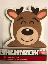 servetten eland 12 stuks 16 cm x 16 cm - kerst servetten Rudolf - vormservetten eland